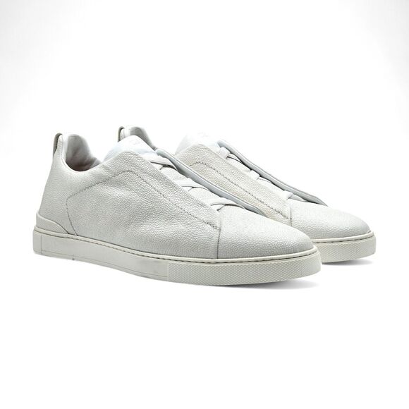 Zegna Triple Stitch Sneakers - Leather - White 12.5US $1150 - Picture 1 of 8